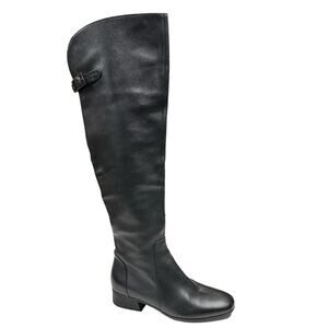 Aquatalia Boots Womens 6.5 Black Over The Knee Leather Riding Equestrian